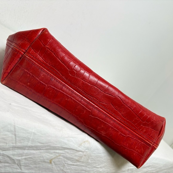 Lauren Ralph Lauren Croc Embossed Genuine Leather Tote Laptop Bag - Picture 10 of 16